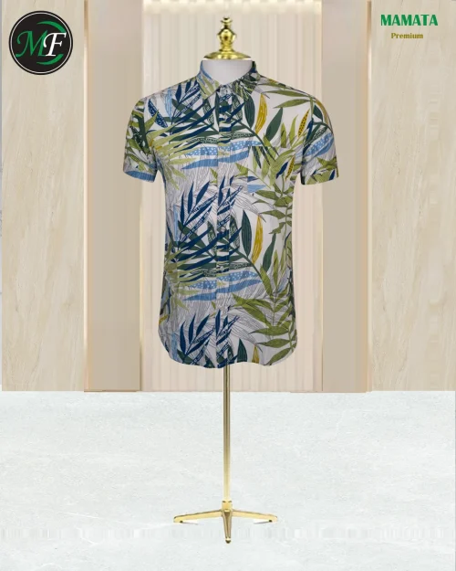Step out in style with the Mamata Premium Men's Tropical Shirt, the perfect addition to your summer and vacation wardrobe. This vibrant, casual button-down shirt is designed to make a statement with its eye-catching botanical print.