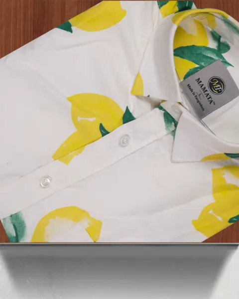 Men's White Lemon Short Sleeve Print Shirt