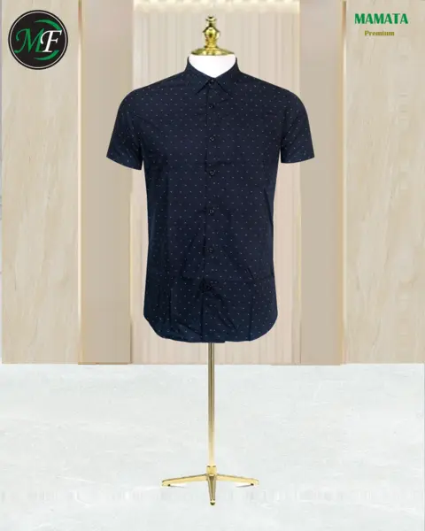 A black half-sleeve shirt for men, perfect for smart-casual wear.