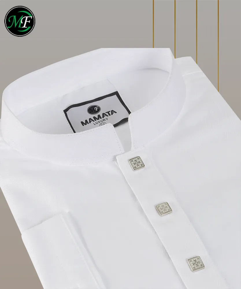 The Classic Essential: Men's Solid White Cotton Panjabi and Pajama Set