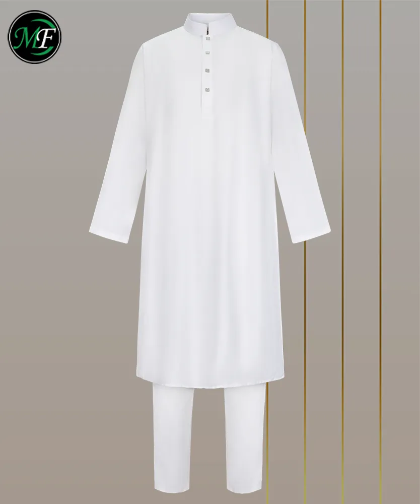 The Classic Essential: Men's Solid White Cotton Panjabi and Pajama Set